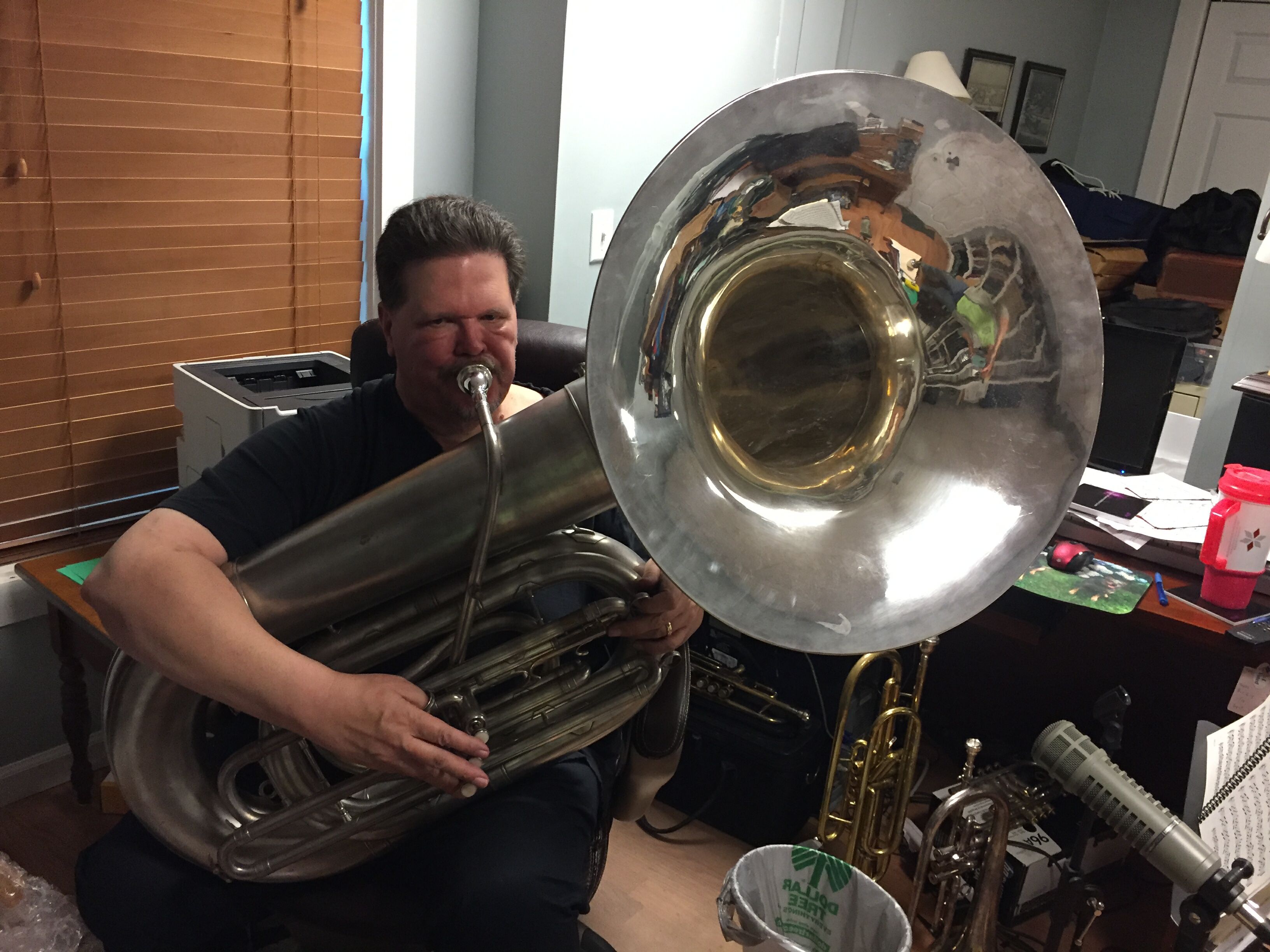 Rich practicing his tuba